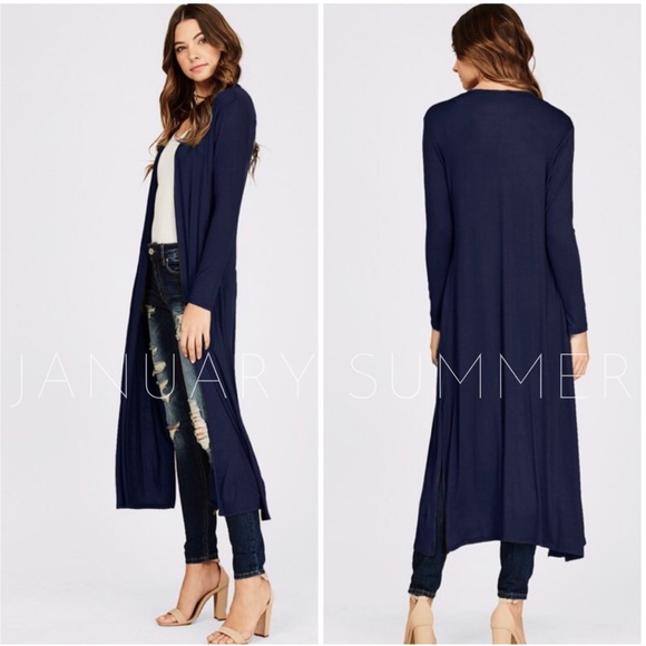 ❄️RESTOCKED//NAVY BLUE MAXI DUSTER CARDIGAN - Picture 5 of 8